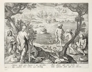 Indisk metode til at fange gæs på lavt vand ved at placere en græskar på hovedet med madding på toppen, tallerken 94, illustration fra 